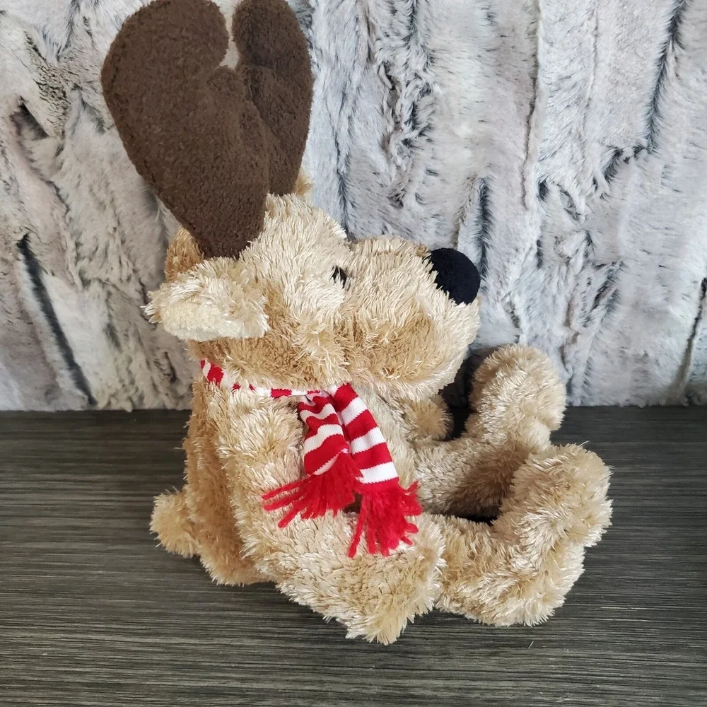 Animal Adventure Brown Reindeer 13' Plush Red Antlers Plus Cozy Scarf Christmas